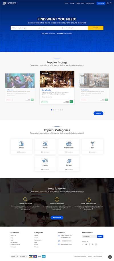 Sparker Premium Directory and Listings Template .